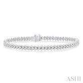 3 1/2 ctw Chevron Three Row Round Cut Diamond Tennis Bracelet in 14K White Gold